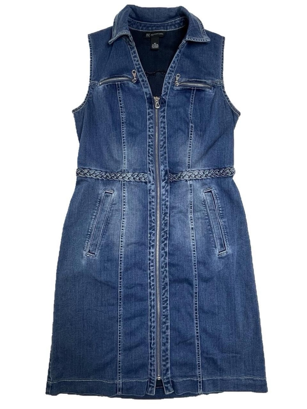 Y2K INC International Concepts Soft Stretch Denim Dress Front Zip to Close
